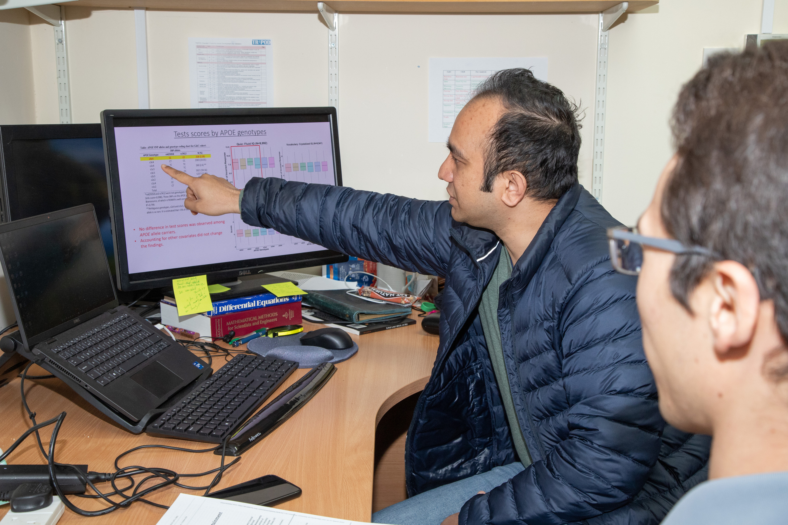 Staff Member pointing at the screen explaining graphs