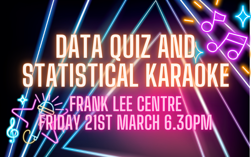 Graphic advertising data quiz and statistical karaoke event